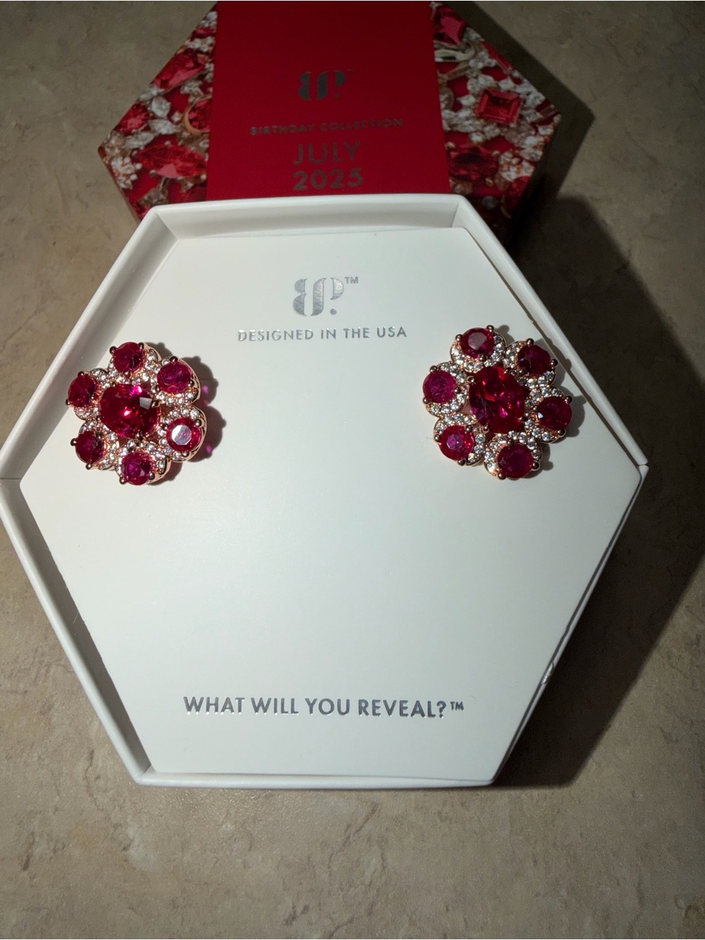 Bomb Party July Earrings-Forever In Bloom Ruby on Rose Gold ER81313 - Picture 2 of 5